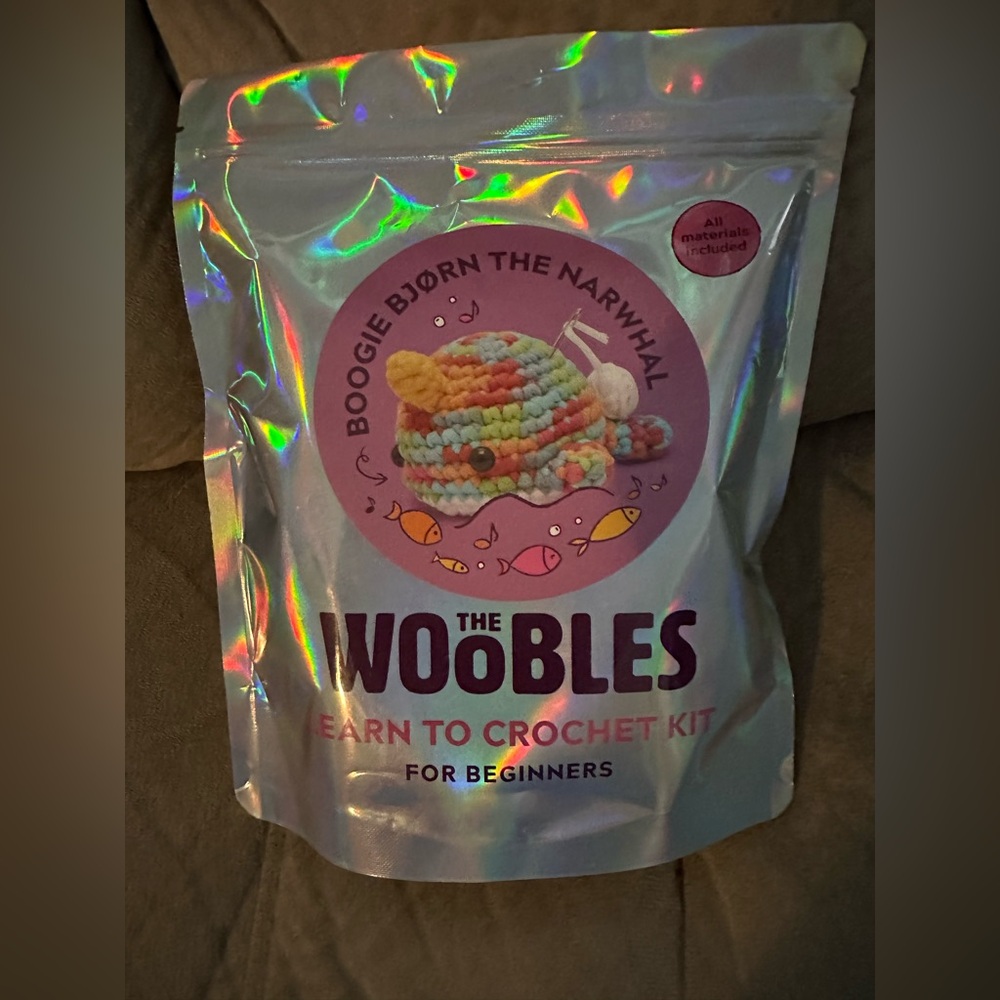 New woobles Boogie Bjorn the Narwhal crochet kit for beginners, rare